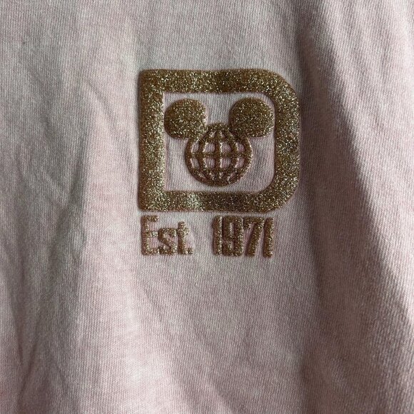Disney Spirit Jersey Shirt Womens Medium Pink Walt Disney World Glitter Mickey - Picture 3 of 9